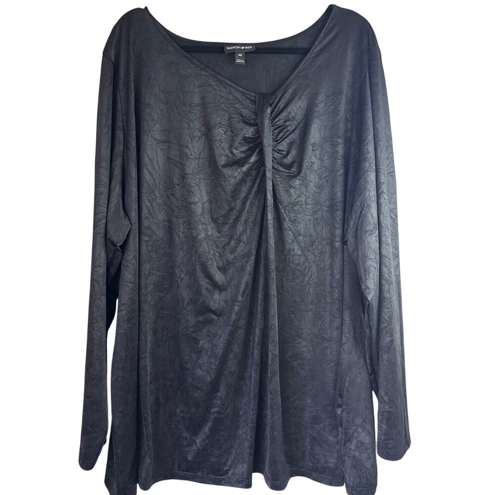 Vintage Fashion Bug  Ruched Longsleeve Blouse Size 4x in Black